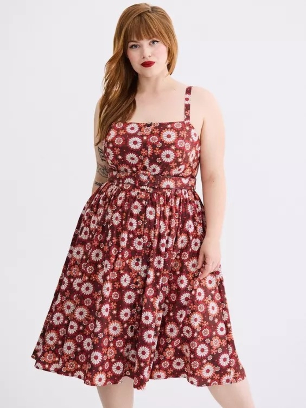 Torrid Retro Chic Belted Button Front Midi Dress Size 0X (Large, 12)